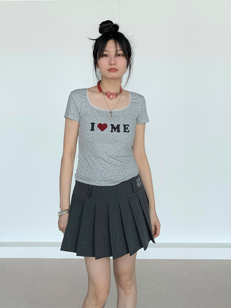 I Love Me Heart Velvet Lace Trim Top with Floral Short Sleeves - Summer Casual Style for Girls I Love Me Heart Velvet Lace Trim Top with Floral Short Sleeves - Summer Casual Style for Girls