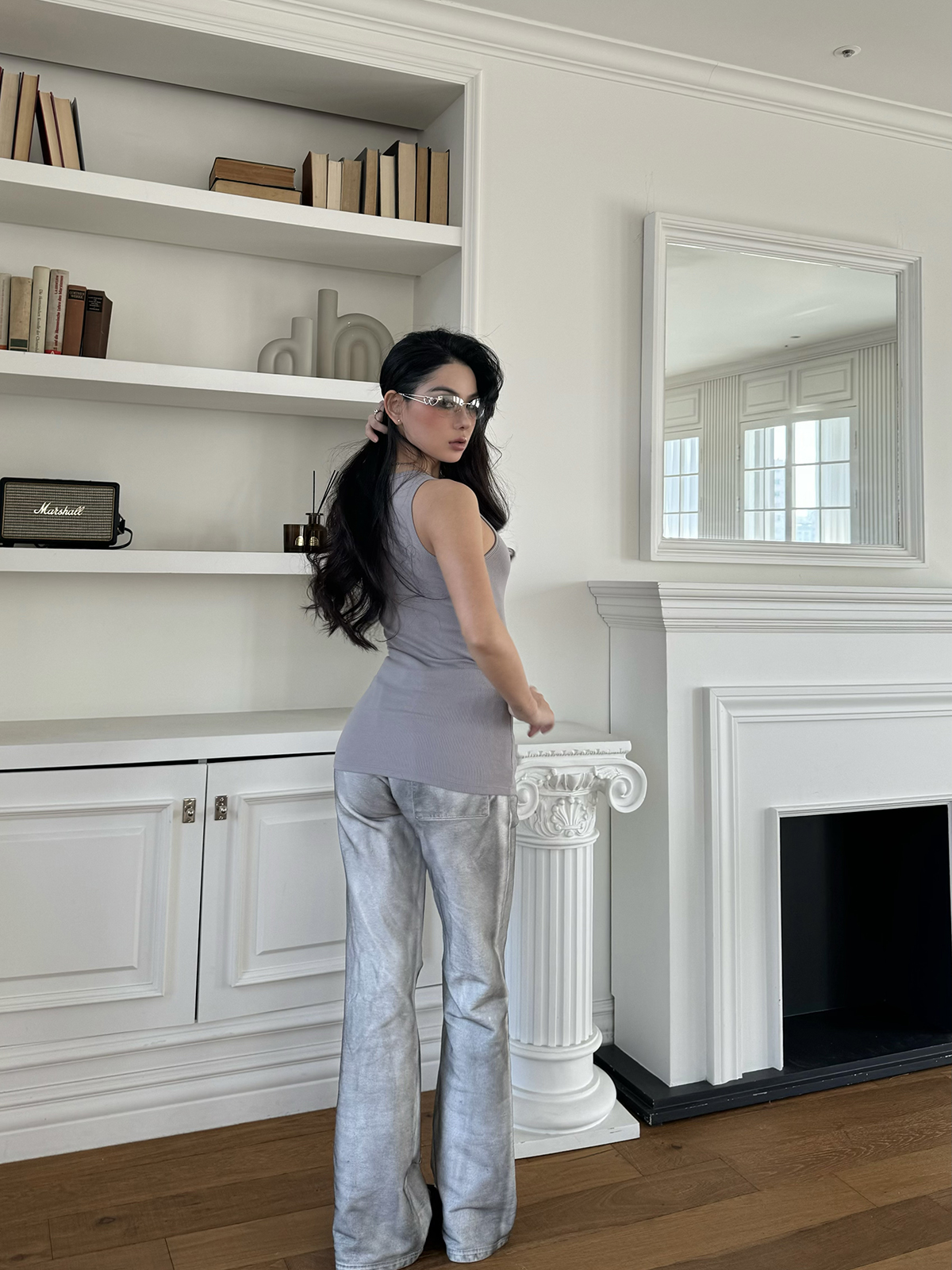 Ink Splash Studded Gray Vest with Flared Pants Set - Trendy Y2K Style Outfit for a Chic Look Ink Splash Studded Gray Vest with Flared Pants Set - Trendy Y2K Style Outfit for a Chic Look