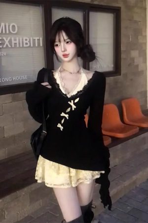 Irregular Butterfly Hollow-Out Halter Lace Dress â€“ Women's Layered Two-Piece Set for Spring & Autumn, Sweet & Spicy Style