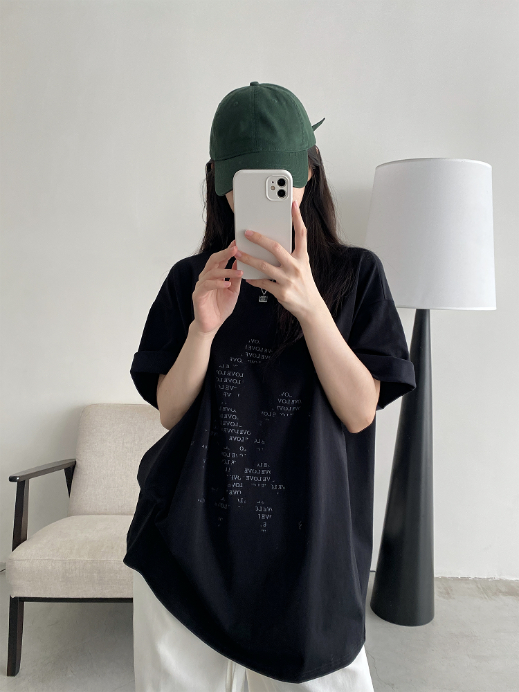Irregular Letter Print Short Sleeve T-Shirt for Women - Sun Grapefruit Casual Top for Spring Summer, Y2K Style, Loose Fit Irregular Letter Print Short Sleeve T-Shirt for Women - Sun Grapefruit Casual Top for Spring Summer, Y2K Style, Loose Fit