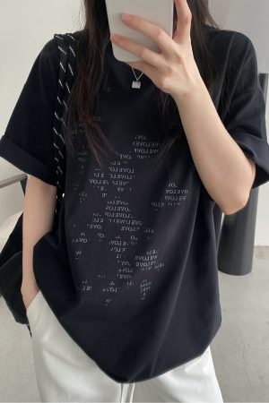 Irregular Letter Print Short Sleeve T-Shirt for Women - Sun Grapefruit Casual Top for Spring Summer, Y2K Style, Loose Fit