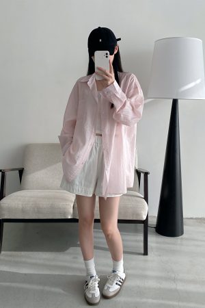 Island Memory Summer Sun Protection Tencel Shirt Jacket for Beach, Lightweight Outerwear for Sunny Days, Ideal for Vacation and Travel