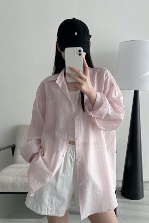 Island Memory Summer Sun Protection Tencel Shirt Jacket for Beach, Lightweight Outerwear for Sunny Days, Ideal for Vacation and Travel