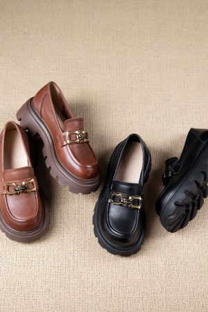 Italian Cowhide Soft-Soled Retro Leisure Shoes for Women - Comfortable Non-Tiring Design, Perfect for Everyday Style