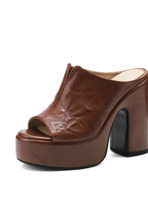 Italian-Style 12.5 cm Soft-Soled Non-Fatigue Sandals in Premium Hand-Grabbed Cowhide - Comfortable Summer Footwear