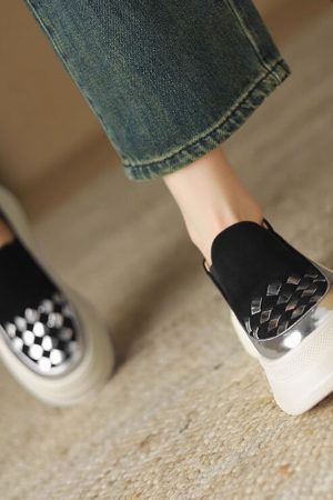 Italian-Style 6 cm Secret Chrisloub Soft Sole Genuine Leather Color-Blocking Casual Shoes for Women - Comfortable Versatile Footwear 2024