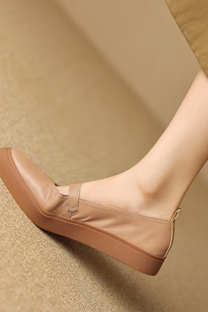 Italian-Style All-Leather Pointed Toe Flat One-Strap Shoes - 2.5 cm Soft Sole for Ultimate Comfort