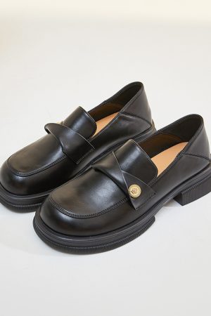 Italian-Style Genuine Leather Flat Loafers for Women - Soft-Soled Non-Fatiguing Shoes with 2.5 cm Small Gold Detail