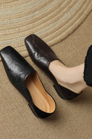Italian-Style Genuine Leather Retro Soft-Soled Shoes - Comfortable 2 cm Heel, Fashionable and Versatile Footwear for All Occasions