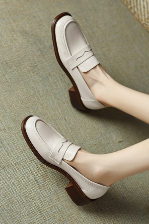 Italian-Style Genuine Leather Round-Toe Loafers - Thick-Soled Autumn Shoes for Skirts - Chic & Stylish Footwear