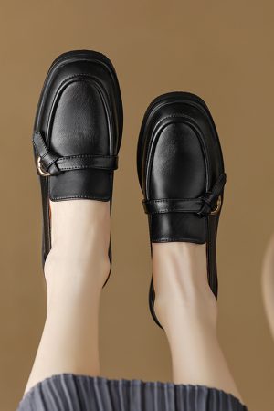 Italian-Style Genuine Leather Round-Toe Loafers for Women - 3 cm Soft-Soled Retro Comfortable Shoes