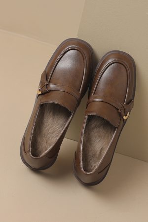 Italian-Style Genuine Leather Round-Toe Loafers for Women - 3 cm Soft-Soled Retro Comfortable Shoes