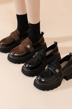 Italian-Style Genuine Leather Thick-Soled Loafers for Women - 6 cm Soft Sole Comfortable Shoes - New Model MM