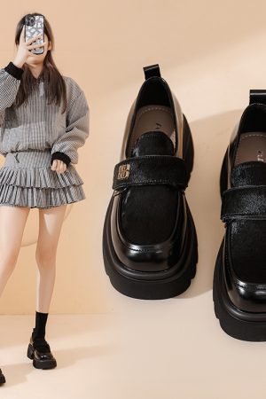 Italian-Style Genuine Leather Thick-Soled Loafers for Women - 6 cm Soft Sole Comfortable Shoes - New Model MM