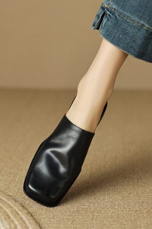 Italian-Style Soft Sole Leather Flats - 2.5 cm Square Toe, Ultra Soft Comfort for All-Day Wear