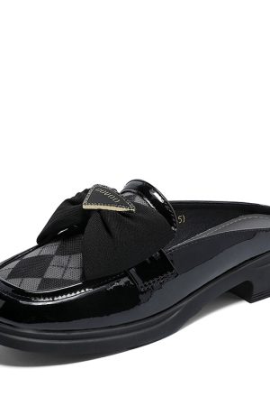 Italian-Style Soft Sole Summer Bow Mesh Patent Leather Shoes - Comfortable 3 cm Heels for Effortless Style