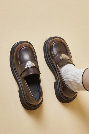 Italian-Style Soft-Soled 4.5 cm Thick-Soled Genuine Leather Loafers for Women - Non-Fatiguing Comfort 2024