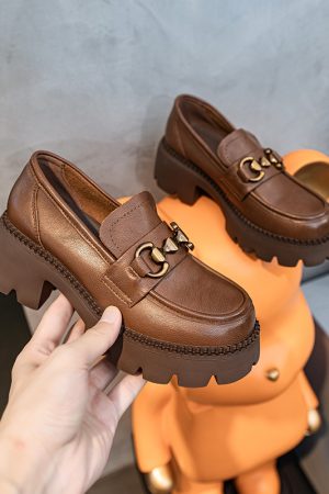 Italian-Style Soft-Soled 6 cm Thick-Soled Loafers for Women - Fashionable and Versatile Footwear