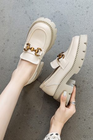 Italian-Style Soft-Soled 6 cm Thick-Soled Loafers for Women - Fashionable and Versatile Footwear