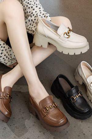 Italian-Style Soft-Soled 6 cm Thick-Soled Loafers for Women - Fashionable and Versatile Footwear
