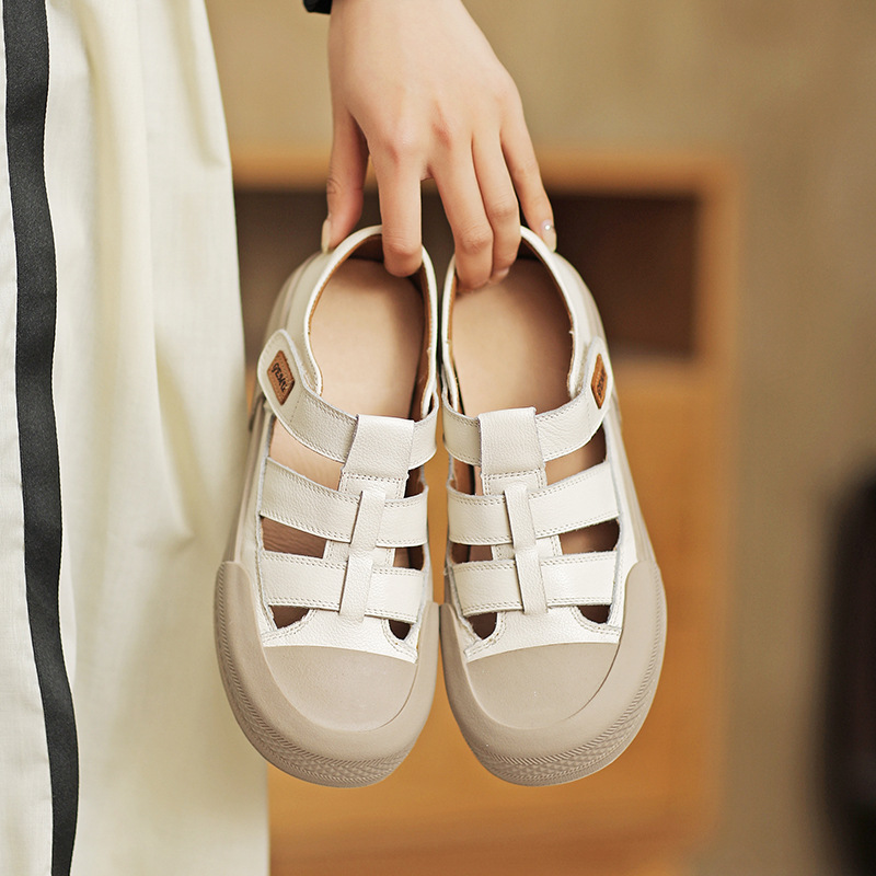 Italian-Style Soft-Soled Closed-Toe Genuine Leather Sandals for Summer - Non-Fatiguing Comfort for School Wear Italian-Style Soft-Soled Closed-Toe Genuine Leather Sandals for Summer - Non-Fatiguing Comfort for School Wear