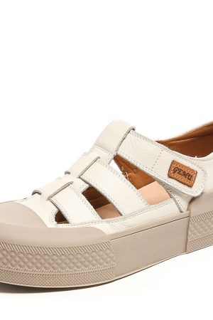 Italian-Style Soft-Soled Closed-Toe Genuine Leather Sandals for Summer - Non-Fatiguing Comfort for School Wear