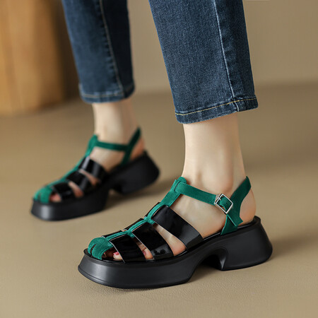 Italian-Style Soft-Soled Closed Toe Genuine Leather Shoes for Women - 5.5 cm Thick-Soled Non-Fatiguing Pig Cage Design Italian-Style Soft-Soled Closed Toe Genuine Leather Shoes for Women - 5.5 cm Thick-Soled Non-Fatiguing Pig Cage Design