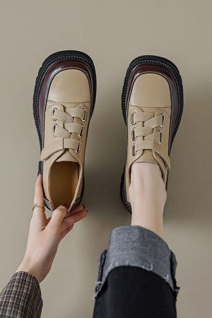 Italian-Style Soft-Soled Platform Shoes for Petites - Genuine Leather Thick-Soled Comfort Footwear