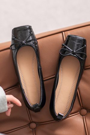 Italian-Style Soft-Soled Shoes with French Bow and Square Toe - Comfortable 2 cm Heels for Effortless All-Day Wear