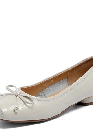 Italian-Style Soft-Soled Shoes with French Bow and Square Toe - Comfortable 2 cm Heels for Effortless All-Day Wear