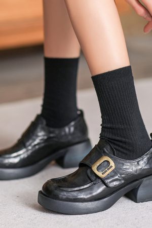 Italian-Style Soft-Soled Velcro Loafers for Women - Non-Fatiguing Comfort, Perfect for Spring and Autumn, 4.5 cm Heel Height