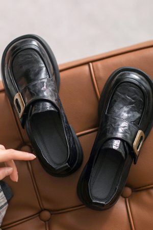 Italian-Style Soft-Soled Velcro Loafers for Women - Non-Fatiguing Comfort, Perfect for Spring and Autumn, 4.5 cm Heel Height