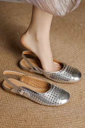 Italian Woven Hollow-Out Open-Toe Sandals for Women - Exquisite Genuine Leather Flats Perfect for Summer and Skirts