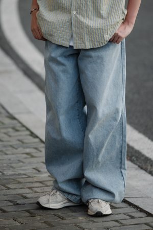 Japanese Gradient Retro Loose Straight-Leg Jeans for Men - Trendy Versatile Long Pants for Y2K and 90s Style