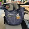 Japanese Korean Cartoon Embroidered Denim Crossbody Shoulder Bag - Large Capacity Tote for Students & Daily Commute