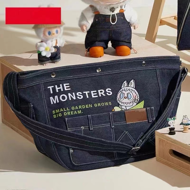 Japanese Korean Cartoon Embroidered Denim Crossbody Shoulder Bag - Large Capacity Tote for Students & Daily Commute Japanese Korean Cartoon Embroidered Denim Crossbody Shoulder Bag - Large Capacity Tote for Students & Daily Commute