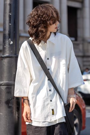 Japanese Retro Loose-Fitting Short-Sleeve Shirt for Men - Summer Trendy Fashion, Hong Kong Style, 90s Inspired Casual Wear