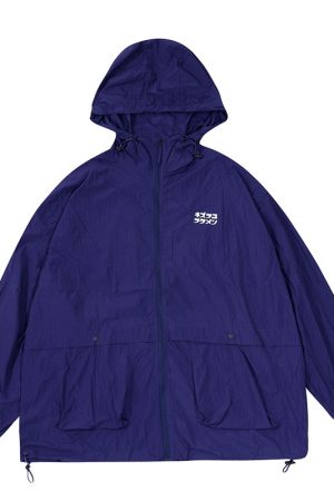 Japanese Retro Loose Mountain-Style Hooded Sun Protection Jacket with Irregular Buckle and Drawstring - Trendy Outdoor Climbing Coat