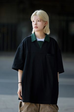 Japanese Retro Niche Design Lapel Polo Shirt for Men - Short Sleeve Commuting Style Summer T-Shirt