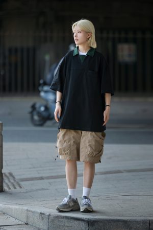 Japanese Retro Niche Design Lapel Polo Shirt for Men - Short Sleeve Commuting Style Summer T-Shirt