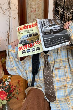 Japanese Retro Plaid Short Sleeve Shirt for Men and Women, Summer Loose Checkered Half Sleeve Top, Versatile 90s Style Fashion