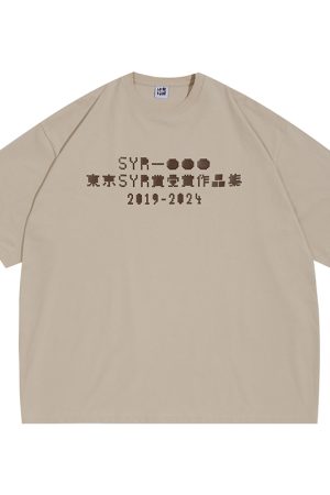 Japanese Retro Round Neck City Boy Short Sleeve T-Shirt for Men - Loose Fit Trendy Letter Print Tee, Y2K Style Fashion Top