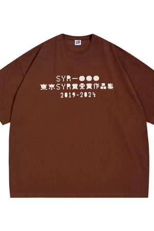 Japanese Retro Round Neck City Boy Short Sleeve T-Shirt for Men - Loose Fit Trendy Letter Print Tee, Y2K Style Fashion Top