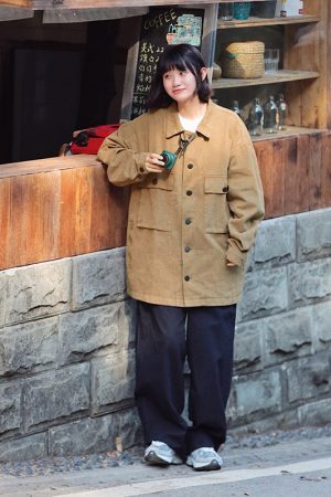 Japanese Retro Street Style Distressed Work Jacket for Men and Women, Loose Fit with Multiple Pockets, Spring Autumn Fashion