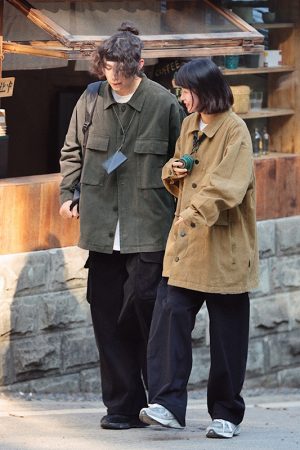 Japanese Retro Street Style Distressed Work Jacket for Men and Women, Loose Fit with Multiple Pockets, Spring Autumn Fashion