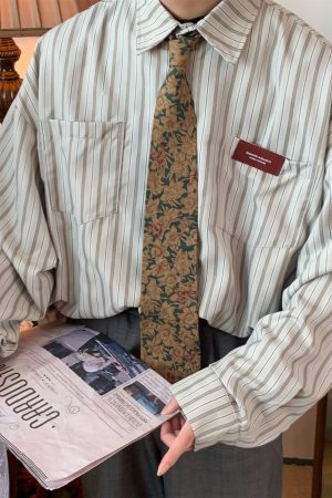 Japanese Retro Vertical Striped Long Sleeve Shirt for Autumn 2024 â€“ Loose Fit, Sun Protection, Casual Style