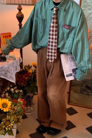 Japanese Retro Vertical Striped Long Sleeve Shirt for Autumn 2024 â€“ Loose Fit, Sun Protection, Casual Style