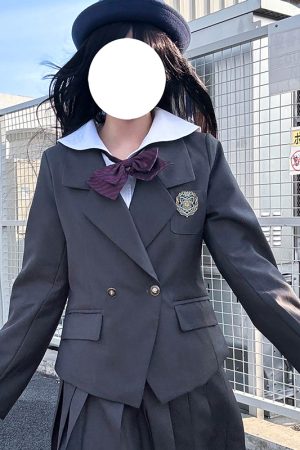 Japanese Style College Wind Uniform Set - Women's Spring JK Jacket with Pudding Bear Design - Cute and Trendy Outfit for Y2K Fashion Lovers