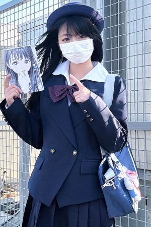 Japanese Style College Wind Uniform Set - Women's Spring JK Jacket with Pudding Bear Design - Cute and Trendy Outfit for Y2K Fashion Lovers