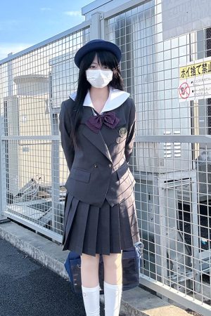 Japanese Style College Wind Uniform Set - Women's Spring JK Jacket with Pudding Bear Design - Cute and Trendy Outfit for Y2K Fashion Lovers